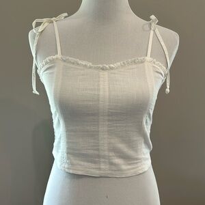 White tie top crop top
